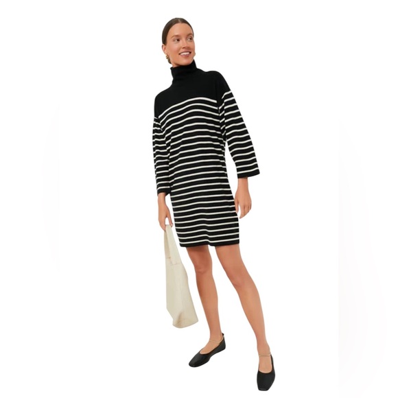 Pomander Place Striped Durand Turtleneck Dress Size XL Black White Office Casual - Picture 1 of 12